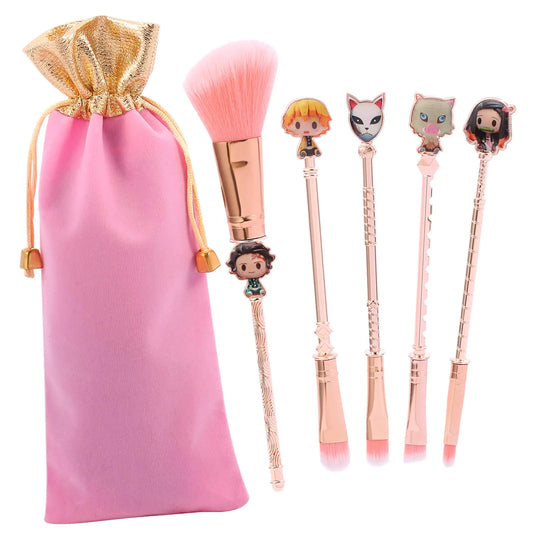 Demon Anime Makeup Brushes Set - 5pcs - Pink